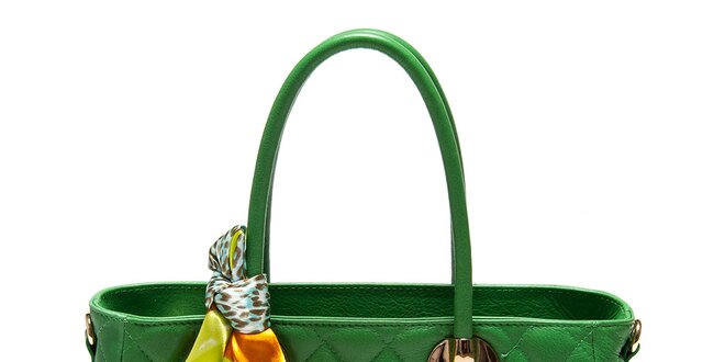 Dámska zelená kabelka so šatkou Carla Ferreri