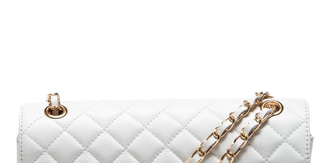 Dámska biela prešívaná kabelka s retiazkou Carla Ferreri