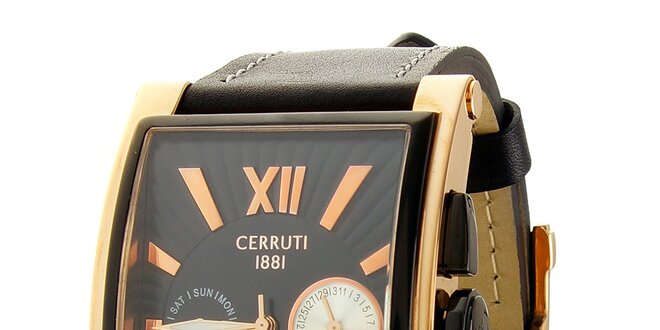 Pánske oceľové hodinky Cerruti 1881 s čiernym koženým remienkom