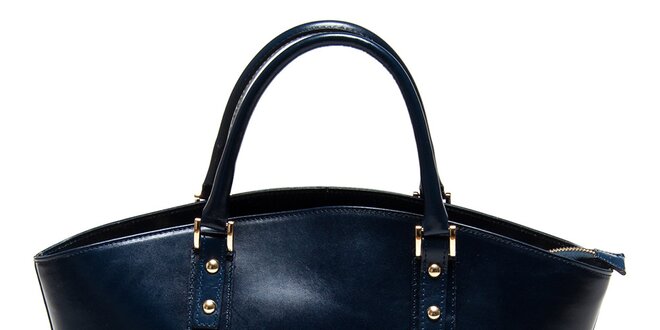 Dámska tmavo modrá kožená kabelka Carla Ferreri
