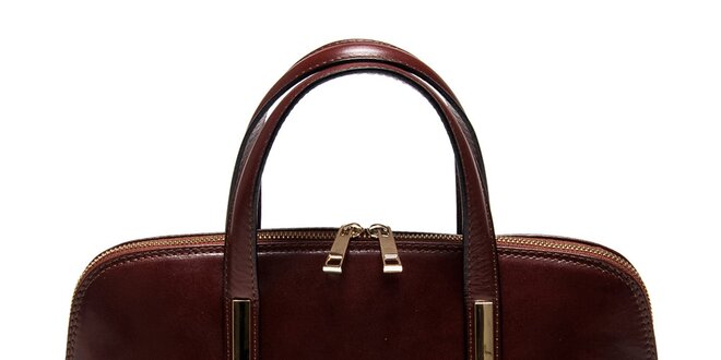 Dámska tmavo hnedá kufríková kabelka Carla Ferreri