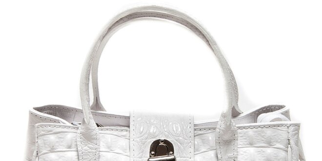 Dámska biela kabelka s motívom krokodílej kože Carla Ferreri