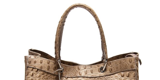 Dámska svetlo hnedá kabelka so vzorom krokodílej kože Carla Ferreri