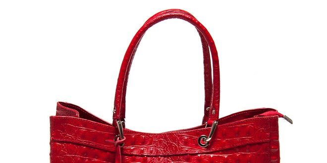 Dámska červená kabelka so vzorom krokodílej kože Carla Ferreri