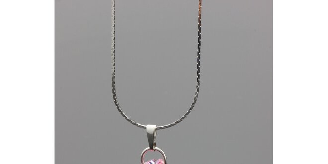Dámsky náhrdelník s ružovým príveskom Swarovski