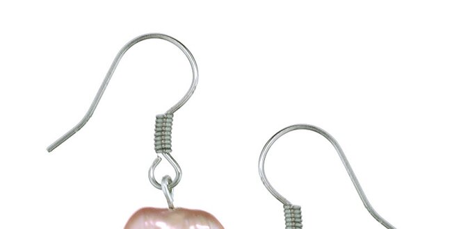 Dámske ružové perlové náušnice Orchira so srdiečkami