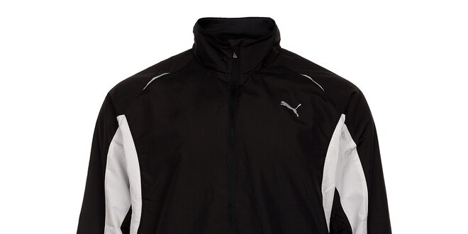 Pánska čierna športová bunda Puma s bielymi detailmi