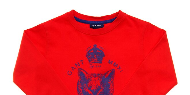 Detské červené tričko Gant s modrou potlačou