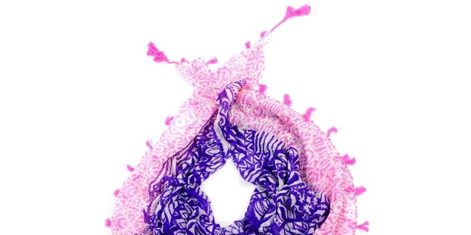 Dámska ružovo-fialová šatka so strapcami Fraas