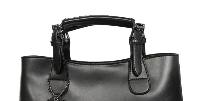 Dámska čierna kabelka z teľacej kože POON Bags