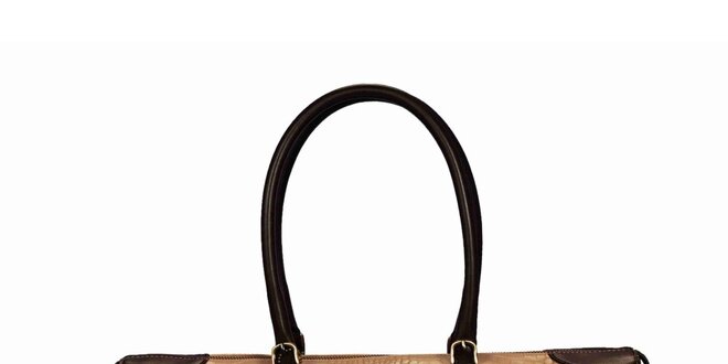 Dámska obdĺžniková béžovo-hnedá kabelka POON Bags