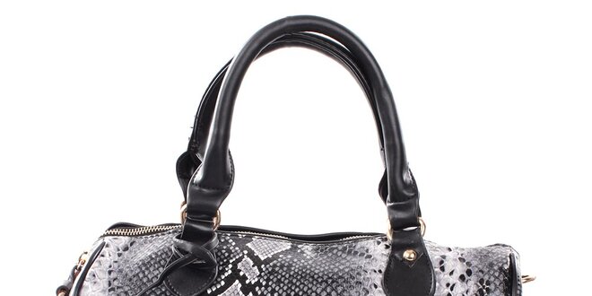 Dámska šedo-čierna kabelka s hadím motívom London Fashion