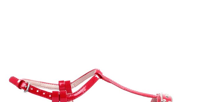 Dámske nízke červeno-ružové remienkové sandálky DKNY