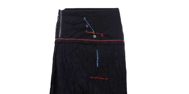 Dámska dlhšia pokrčená sukňa v čiernej farbe Dislay DY Design