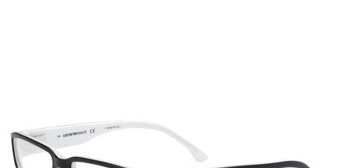Čierno-biele okuliare s logom na straniciach Emporio Armani