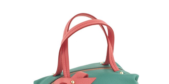 Dámska zeleno-korálová kabelka Valentina Italy