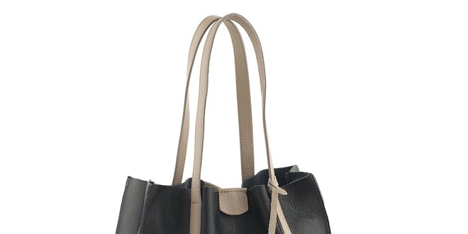 Dámska čierno-béžová nákupná taška s vreckom Valentina Italy