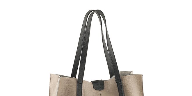 Dámska béžovo-čierna nákupná taška s vreckom Valentina Italy