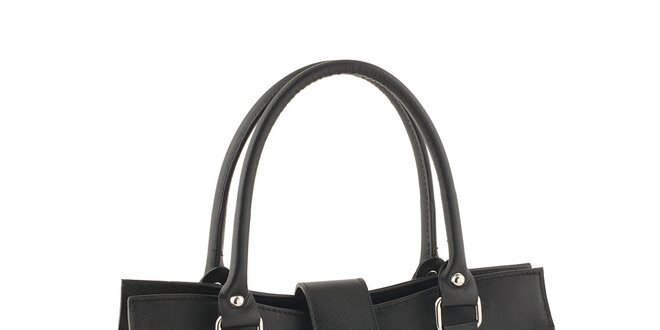 Dámska čierna kabelka so strieborným zámčekom Valentina Italy