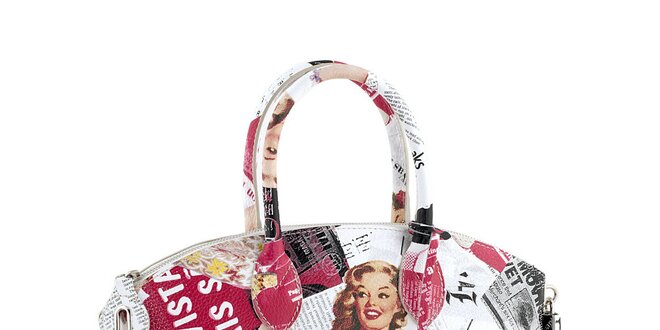 Dámska biela kabelka s farebnou potlačou Marilyn Valentina Italy