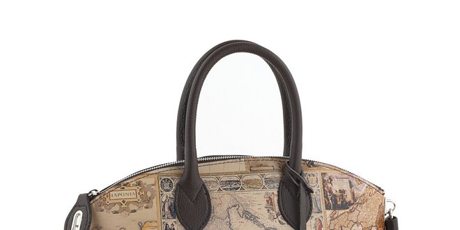 Dámska hnedá kabelka s potlačou mapy Valentina Italy