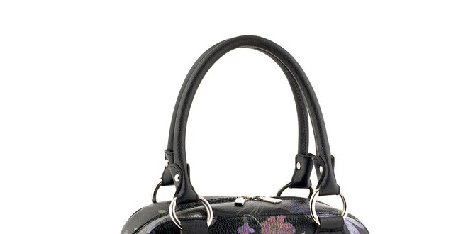 Dámska kabelka s kvetinovou potlačou v čiernej farbe Valentina Italy