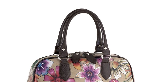 Dámska kožená kabelka s farebnou kvetinovou potlačou Valentina Italy