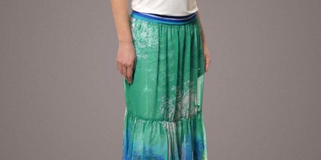 Dámska dlhá zeleno-modrá sukňa s palmami Patricia Rado