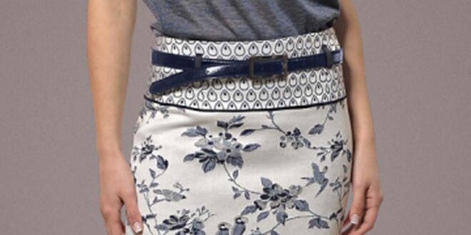 Dámska biela sukňa s modrým vzorom Patricia Rado