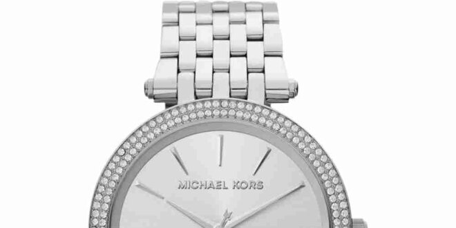 Dámske ocelové guľaté hodinky s kryštálikmi Michael Kors