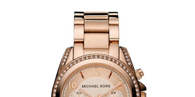 Dámske pozlátené ocelové hodinky Michael Kors s kryštálikmi