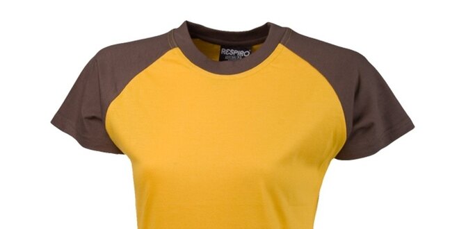 Dámske hnedo-žlté bavlnené tričko Respiro