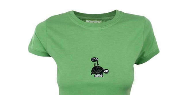 Dámske zelené tričko s korytnačkou Respiro