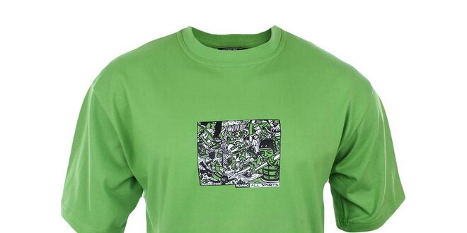Pánske sýto zelené tričko s potlačou na hrudi Respiro