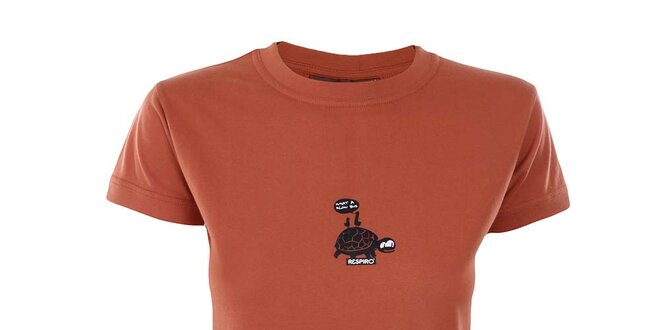 Dámske oranžové tričko s potlačou korytnačky Respiro