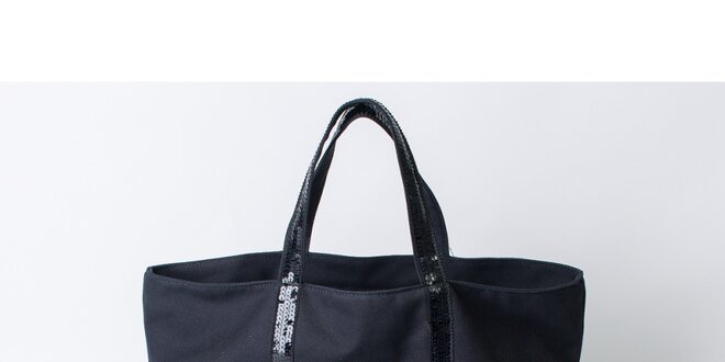 Dámska čierna látková nákupná taška s flitrami Pelleteria