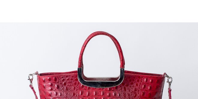 Dámska červená kabelka s krokodílim vzorom Pelleteria