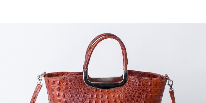 Dámska hnedá kabelka s krokodílim vzorom Pelleteria