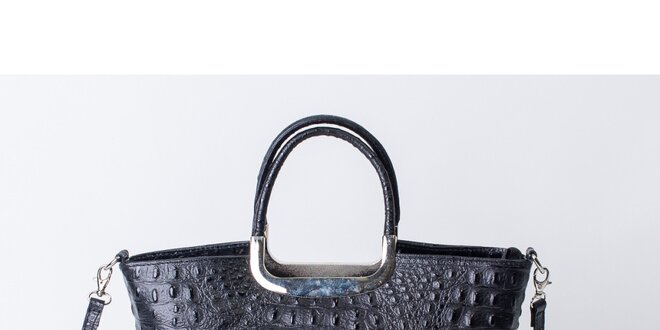Dámska čierna kabelka s krokodílim vzorom Pelleteria