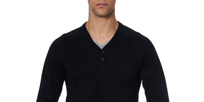 Pánsky čierny sveter s lakťovými nášivkami Paul Stragas