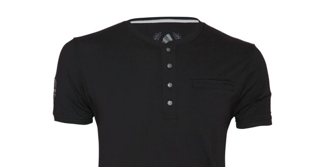 Pánske čierne tričko s gombíkmi Paul Stragas