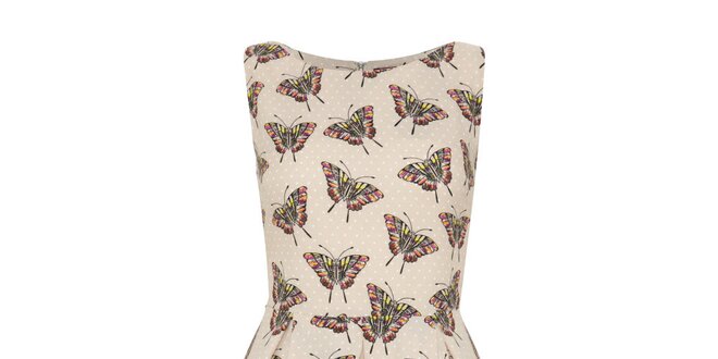 Dámske béžové šaty s motýlikmi Iska