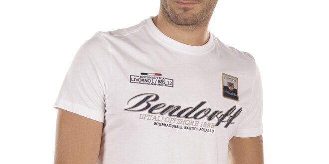 Pánske biele tričko s výšivkami Bendorff