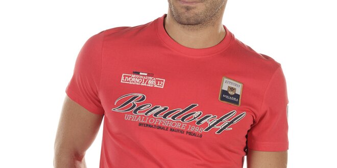 Pánske červené tričko s výšivkami Bendorff