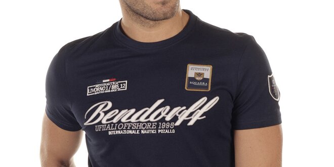 Pánske tmavo modré tričko s výšivkami Bendorff