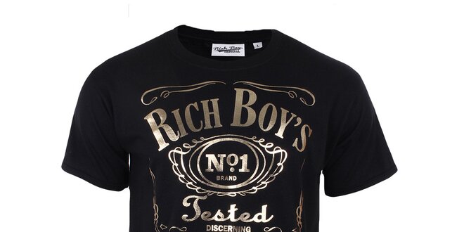 Pánske čierne tričko s nápisom Not Guilty Rich Boy