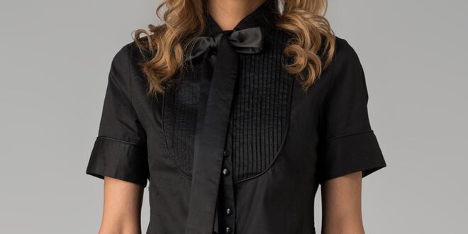 Čierna dámska košeľa s krátkym rukávom Twist