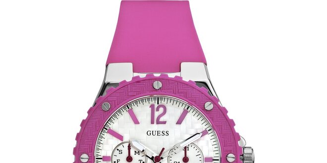 Dámske ružové silikonové hodinky Guess