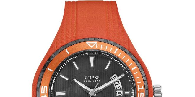 Pánske oranžové náramkové hodinky Guess