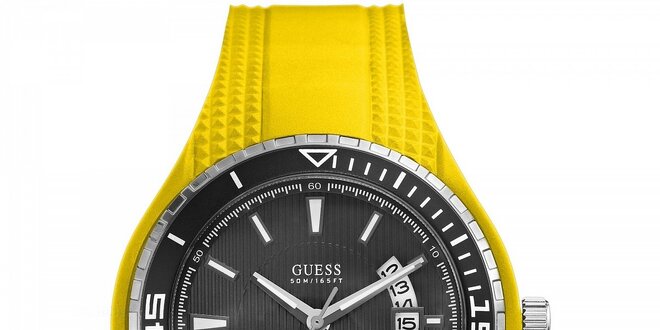 Pánske žlté náramkové hodinky Guess